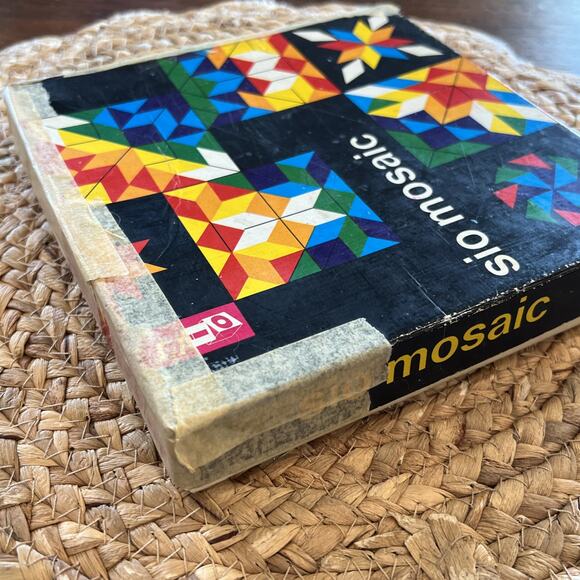 Vintage Wooden Sio Mosaic Puzzle Pieces & Box Creative Imagination Building - Picture 7 of 9